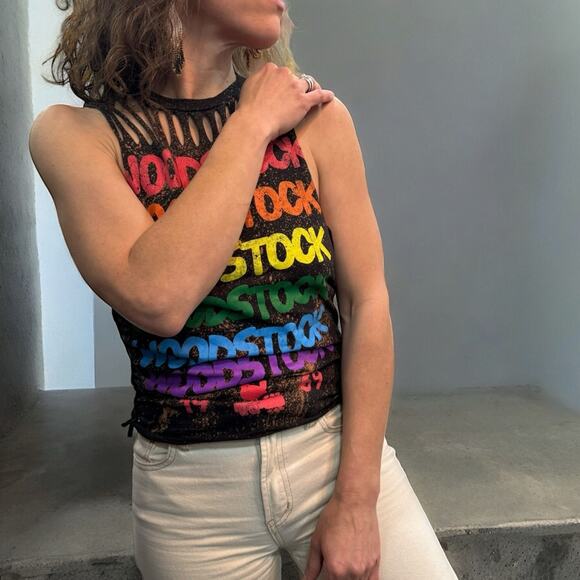 Distressed WoodStock Rainbow 🌈 Tank Top Medium - Picture 5 of 6